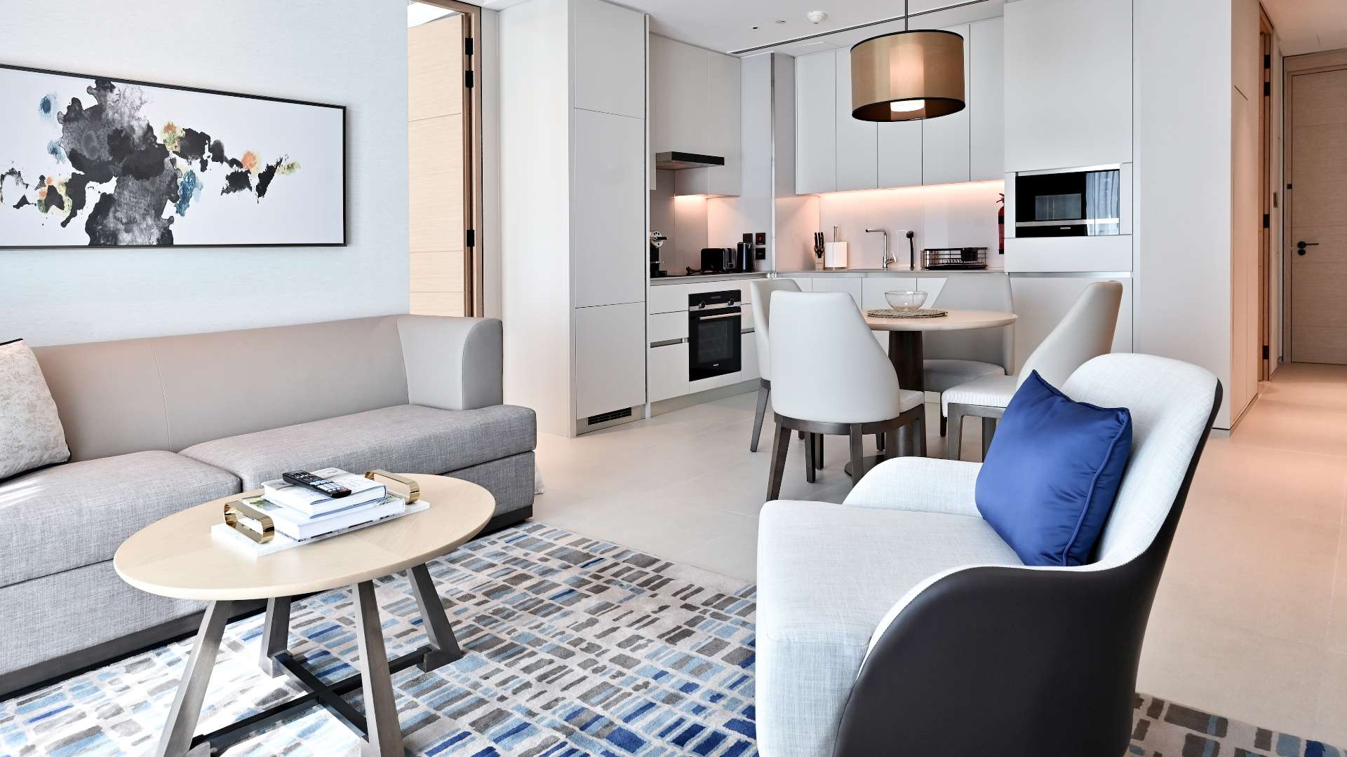 Elegant 1-bedroom hotel apartment interior at The Address Jumeirah Resort, Dubai